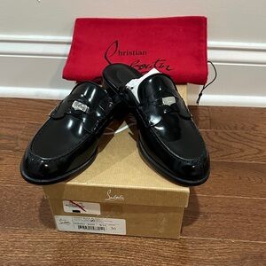Christian Louboutin Glossy Black Womens Slip-On Loafer Mule 36